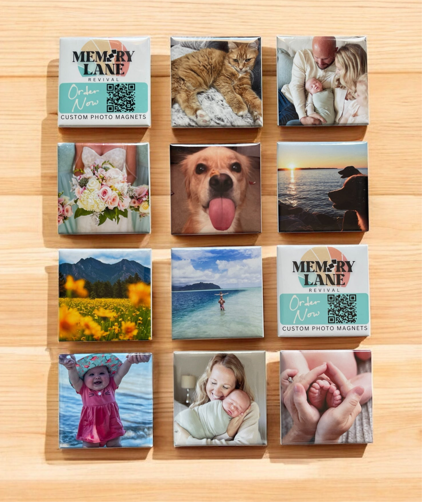 12 custom photo magnets