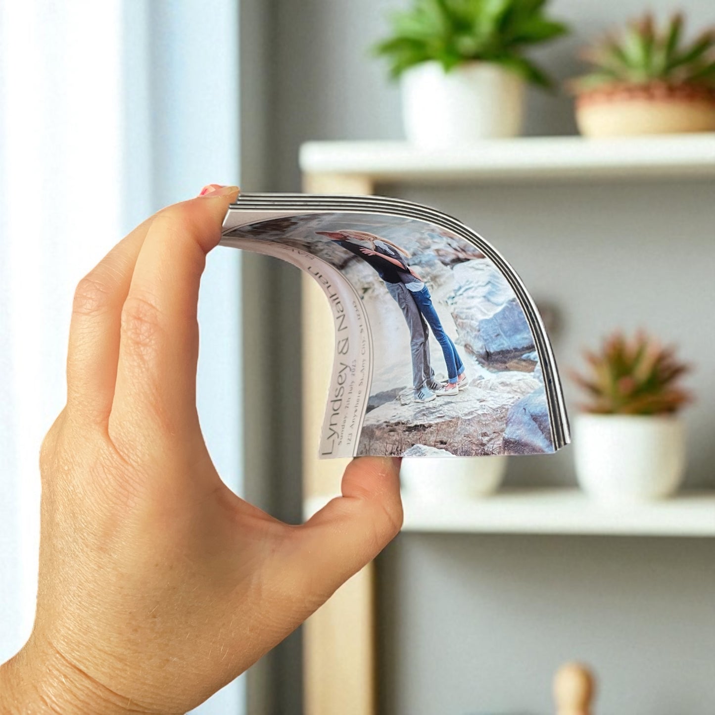 Holding flexible magnets showing the size and flexibility